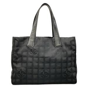 Chanel New Travel Line Tote MM Tote Bag Nylon Jacquard Leather
